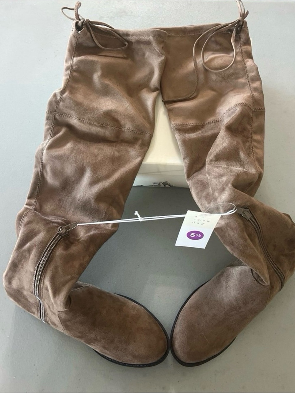Tall Over-the-Knee Suede Boots in Taupe Shoes Shoes Size 5.5